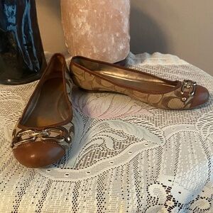 Coach Flats Women’s Size 6B Tan Coach Monogram ballet flats Shoes